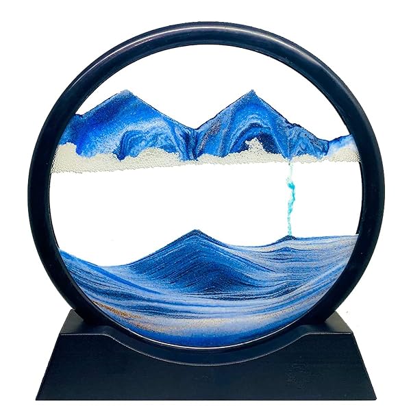 サンドピクチャー ラウンド 砂絵 置き型 アート インテリア 砂 おしゃれ 綺麗 ユニーク お洒落 癒し スタイリッシュ モダン プレゼント ギフト 新築祝い 引っ越し祝い 父の日 SH-01 (L, 青)