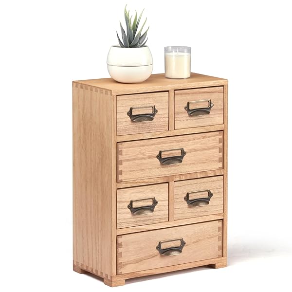 引き出し木製 薬箪笥風 チェスト タンス 卓上チェスト 4段6杯 蟻組構造 ナチュラル TQ-4D6CG-NA