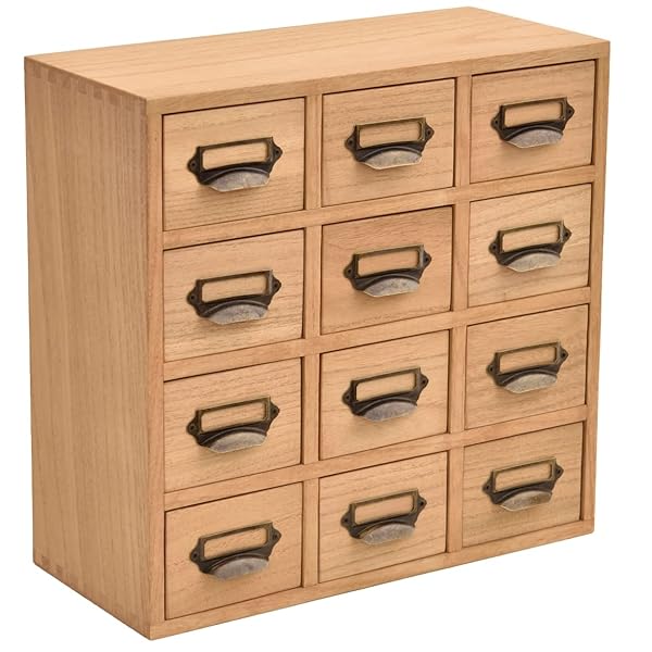 引き出し木製 薬箪笥風 チェスト タンス 卓上チェスト 4段12杯 蟻組構造 ナチュラル TQ-12CG-NA