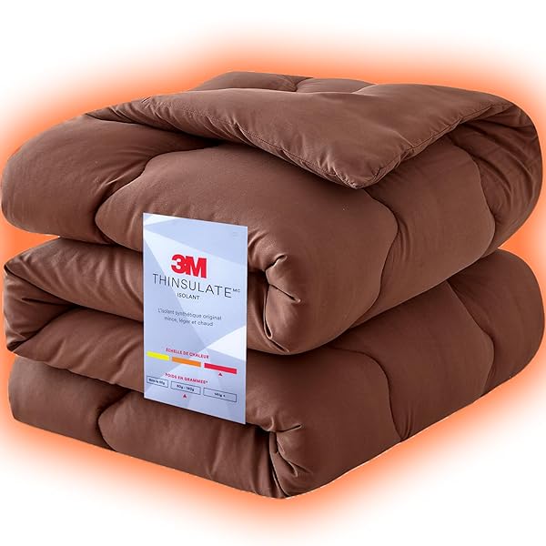 掛け布団 ダブル 冬 宇宙服素材【エアロゲル】 羽毛より暖かい シンサレート あったか ふんわり 2.7KG 2重キルティング 体にフィット 耐久性 丸洗いOK 抗菌防臭 軽量 暖かい かけ布団 オールシーズン 190×210cm ブラウン