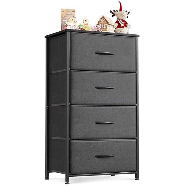 チェスト タンス 衣類収納 収納ケース 引き出し リビング収納 布製 引き出し 衣装ケース 箪笥 転倒防止 低ホルム 安定感 4段 【幅40×奥行30×高さ80cm】 ダークグレー