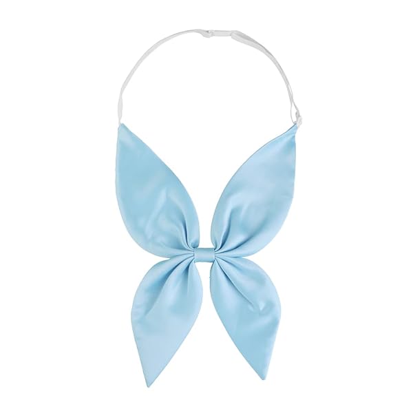 スクールリボン リボンタイ 制服リボン ボウタイ セーラー服の装飾 蝶ネクタイ 蝶結び 調節可能 無地 ブルー 15 x 29 cm