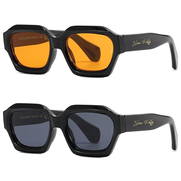 レトロな厚手六角形サングラスメンズレディースファッション超大方形厚手ブラック90年代ダークカラー眼鏡