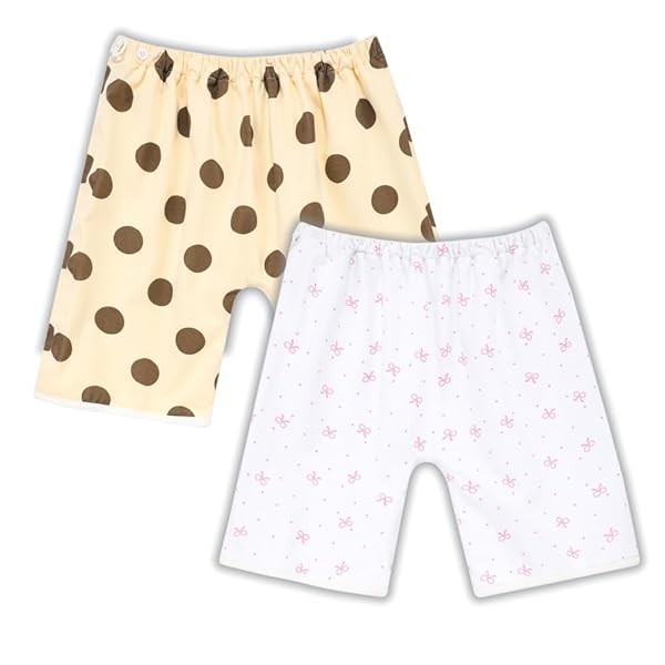 おねしょ ズボン おねしょケット 対策 ズボンタイプ 寝冷え対策 3-5歳 2枚入り (リボン+ドット柄, L)