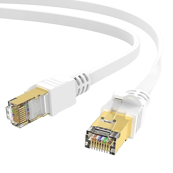 CAT8 LANケーブル2Mカテゴリ8イーサネットケーブル RJ45フラットランケーブル 高速40Gbps 2000MHzは、ホームオフィスエンターテインメントなどに使用することができます ホワイト2メートル