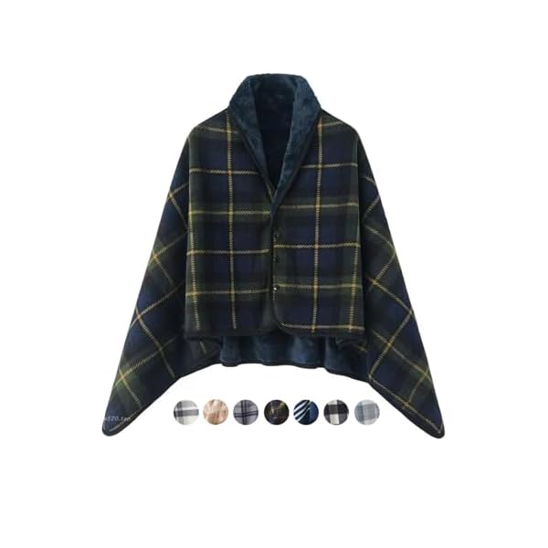 ひざ掛け 肩掛け 着る毛布 4wayブランケット 毛布 ボタン付き 裏起毛 ハーフケット あったか 吸湿保温 ..