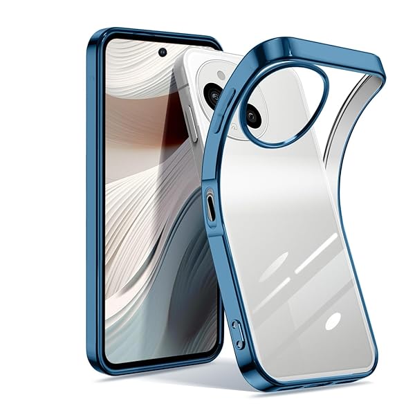 AQUOS sense9 ケース クリア アクオスセンス9 耐衝撃 SH-53E SHG14 SH-M29 スマホケース 薄型 センス9 ケース TPU 透明 メッキ加工 軽量 ストラップホール付き （ブルー）