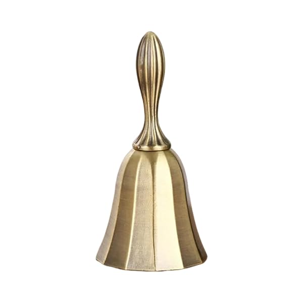 ハンドベル 手振りベル 真鍮 ディナーベル 耐久性 レストラン 飲食店 店舗用品 祭り用品 打楽器 コールベル (アンティークゴールド)