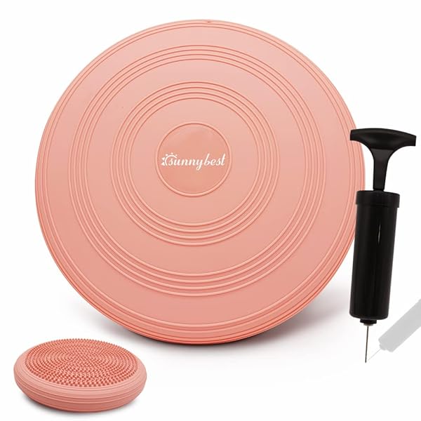 バランスディスク 耐久性のある素材) - フィットネス 体幹トレーニング エクササイズ コアマッスル インナーマッスル強化 子供から高齢者まで用 姿勢 ヨガ エクササイズ 座り仕事 (ピンク)