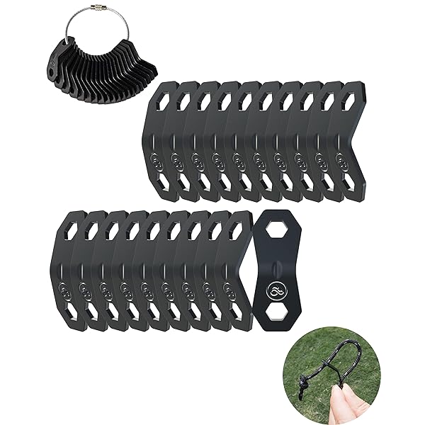 自在金具 20個入 アルミ合金ロープテンショナーキャンプテントガイラインコードアジャスターキャンプ用品、ハイキング、リュックサック用キャンプギア超軽量テントステークスガイラインテンショナーテントコード (六角形の双孔形状-くろ20個入)