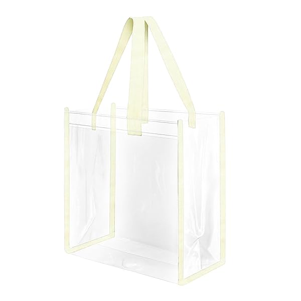 プールバッグ 透明ビニールバッグ 防汚防水トートバッグ 持ち運びに便利で 耐久性と強度 高精細半透明 マルチシーン対応 水疗包 旅行包 衣物收纳包 (クリーム色 25cm)