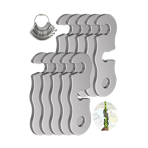 自在金具 10個入 アルミ合金ロープテンショナーキャンプテントガイラインコードアジャスターキャンプ用品、ハイキング、リュックサック用キャンプギア超軽量テントステークスガイラインテンショナーテントコード (ぎんいろ10個入)