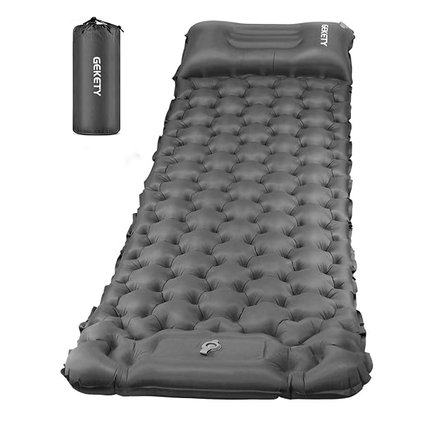エアーマット 【約10CM厚さ】 キャンプ マット 足踏み式 無限連結可能 枕付き エアマット キャ ...