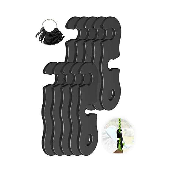 自在金具 10個入 アルミ合金ロープテンショナーキャンプテントガイラインコードアジャスターキャンプ用品、ハイキング、リュックサック用キャンプギア超軽量テントステークスガイラインテンショナーテントコード (くろ10個入)