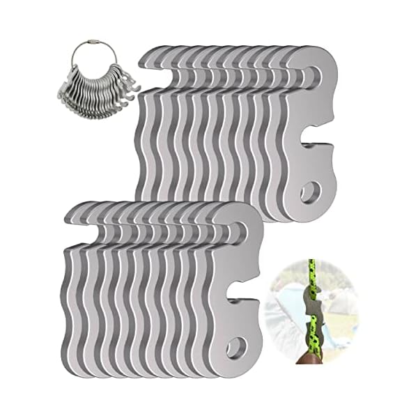 自在金具 20個入 アルミ合金ロープテンショナーキャンプテントガイラインコードアジャスターキャンプ用品、ハイキング、リュックサック用キャンプギア超軽量テントステークスガイラインテンショナーテントコード (ぎんいろ20個入)