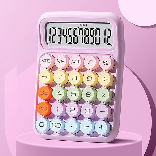電卓 かわいい 12桁 計算機 おしゃれ 大型LCDディスプレイ 計算機 持ち運び便利 滑り止め 丸ボタン 人間工学設計 オフィス 家庭 学校用 (ライラック紫...