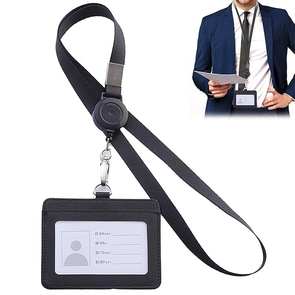 idカードホルダー 両面クリア 横型 カードホルダー首掛け 社員証ケース 吊り下げ名札 脱着式 ネームホルダー 首掛けリール カードケース 丈夫で耐久性があり ...