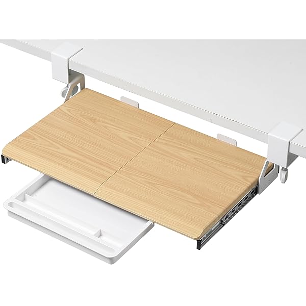 後付けキーボードトレイ キーボードスライダー クランク式 幅500*奥300mm 天板2枚接ぎ スライドスムー..