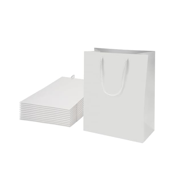手提げ袋 厚手タイプ ギフトバッグ 【15枚セット】 丈夫で耐久性があり 再利用可能 【縦型 25*13*32】 ホワイト