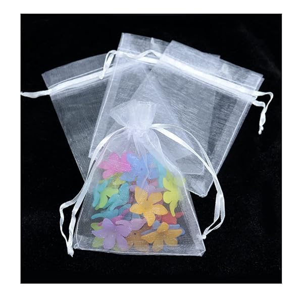 オーガンジー 巾着袋 ラッピング 袋 50枚 7*9cm 小 透明 プレゼント ラッピング 小分け袋 ハロウィン 袋 ポプリ袋 無地 小袋 結婚式 プチギフト ...
