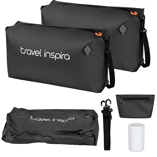 圧縮トラベルバッグ 収納 「2枚+電動ポンプ+洗面ポーチ」 22L 衣類50%圧縮 手動/真空両モード 3WAY TPU高耐久素材 完全密封防水 3泊分旅行/アウトドア リュック化可能ブラック