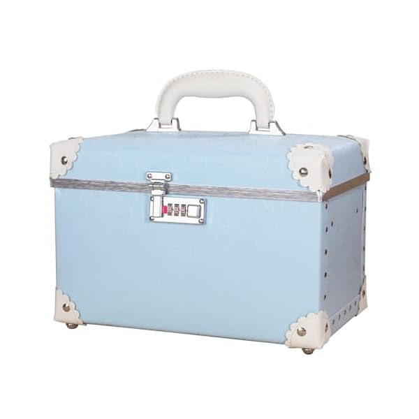 ポータブルメイクアップトレインケース コスメティックオーガナイザーケース レザー収納ボックス コンビネーションロック付き