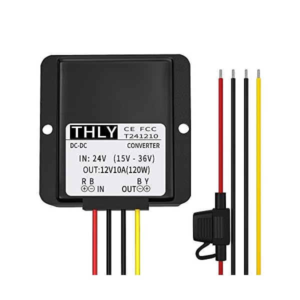 dcdc コンバーター 24V〜12V 10A 120Wトランス 降圧ヒューズ防水付き、24v 12v 変換 防水 ゴルフカート..