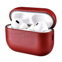 AirPods Pro 3 用 ケース 本革レザーケース (2025年9月発売専用) 耐衝撃 落下防止 エアーポッズ プロ 3保護ケース 分離式 全面保護 ワイヤレス充電対応 LEDライト可視(ダークレッド)