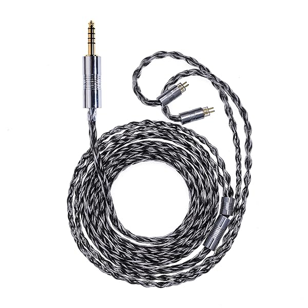 白いシマウマイヤホンリケーブル アップグレードケーブル 7N単結晶銅銀メッキ 軽量カーボンファイバー..