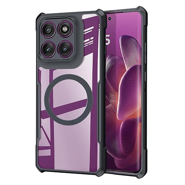 Motorola Edge 60 Pro 用ケース MagSafe 対応, ソフトTPUバンパー + アクリルバックミリタリーグレード..