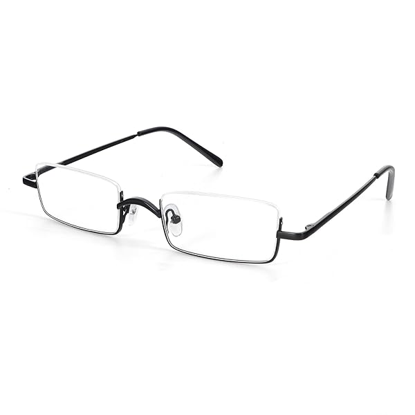 老眼鏡 ハーフフレーム メタル 薄型 軽量 男女兼用 おしゃれ ケース付き 度数 「+2.5」 ブラック
