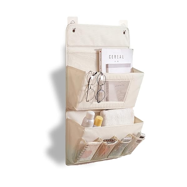 ウォールポケット 壁掛け 収納 大容量 シンプル クローゼット 玄関 洗面所 洗えます(2層 ベージュ)