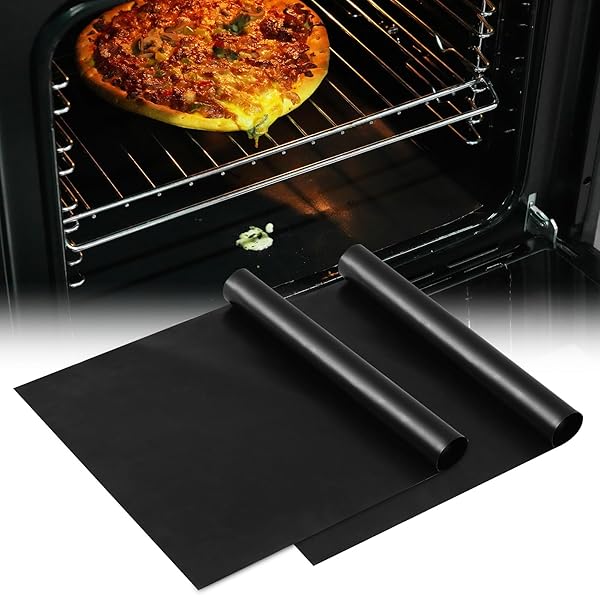 クッキングシート オーブンペーパー 耐熱 耐油 耐久 水洗い可能33×50cm 自由にカット 繰り返し使える テフロンシート オーブン 電子レンジ 対応 黒 軽量 焦付き防止 粘着防止 お菓子作り ケーキ型 魚料理 ベーキングシート 2枚セット (ブ