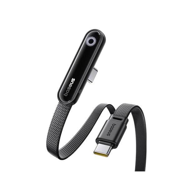 USB-C ケーブル L字型端子 100W 急速充電 PD対応 モバイルゲーミングに最適 薄いコネクタ 手に干渉なし ナイロン編み 断線防止 結束バンド付き Type-C & Type-C 充電ケーブル アンビエント照明機能 ベースアス MVP US