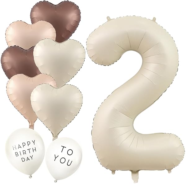 数字 バルーン くすみ 2歳 誕生日 飾り付け 風船 大きい ナンバーバルーン バースデー 男の子 女の子 (数字2, くすみホワイト）
