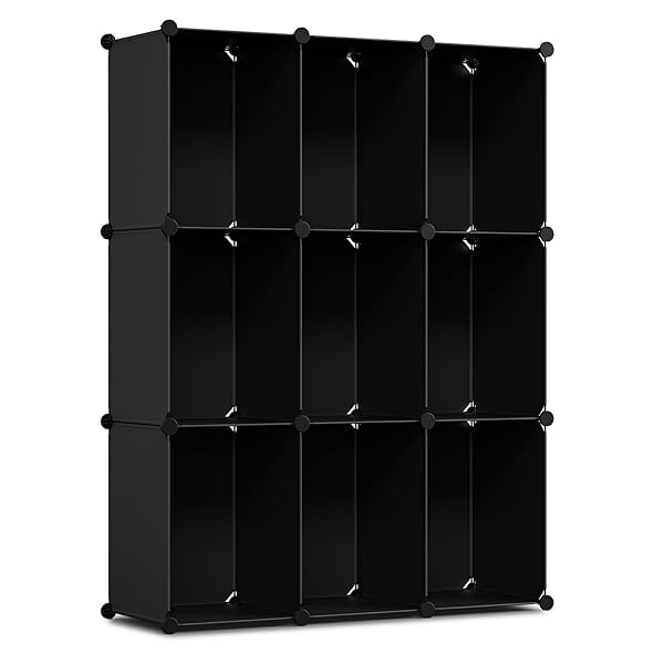 Rakuten - 大容量 収納ラック 1個30cm*40cm 収納容量33％アップ 収納棚 整理棚 収納ボックス カラーボックス ぬいぐるみ収納 フィギュアケース ショーケース 洋服収納 コレクションケース 組み立て式 (黒, 9box（30cm*40cm）)