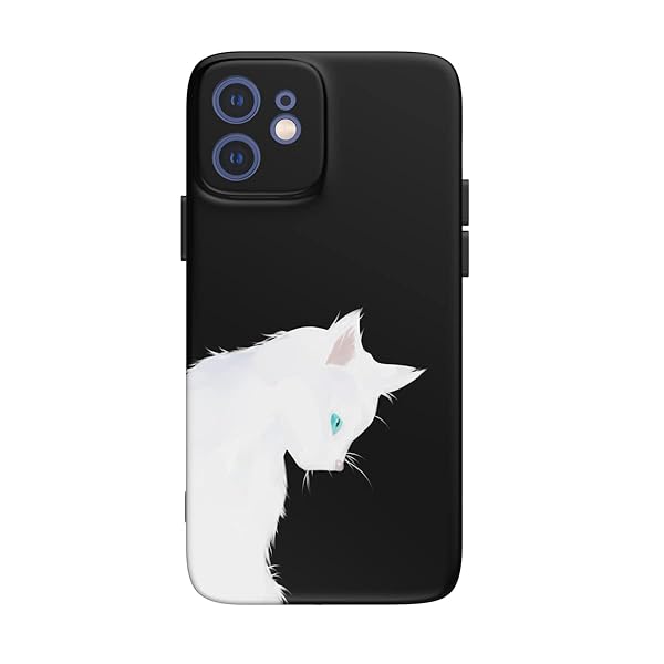iphone用 ケース アニメ 漫画 猫 かわいい かっこいい 綺麗 萌え 人気 グッズ スマホケース (白猫, iphone12、iphone12 Pro)