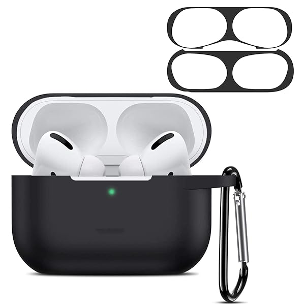 【2024強化版】 for AirPods Pro2 ケース【ダストガード付き】 AirPods Pro 用 ケース ワイヤレス充電可能 軽量 キズ防止 スリム 耐衝撃 防水 防塵 紛失防止 柔らかい AirPods Pro2用 保護カーバ ブラック