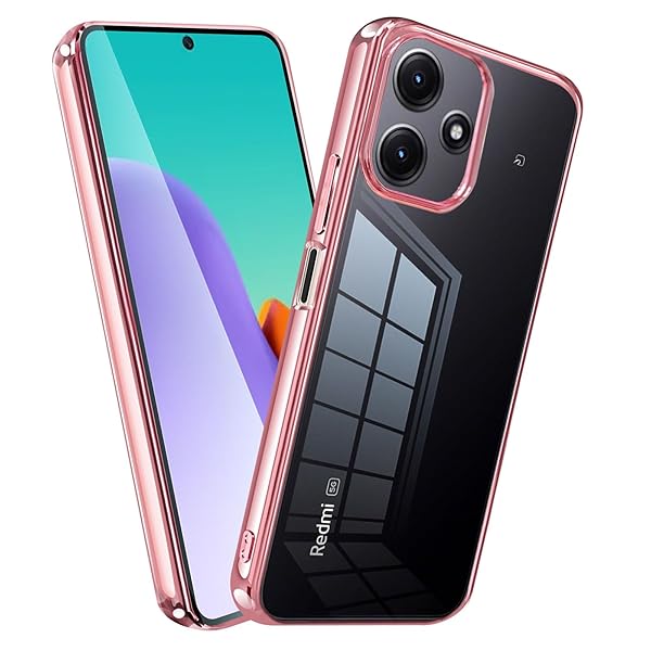 Xiaomi Redmi 12 5G ケース クリア レッドミ 12 スマホケース 耐衝撃 透明 TPU ストラップホール付き バンパー 人気 薄型 軽量 ローズゴールド