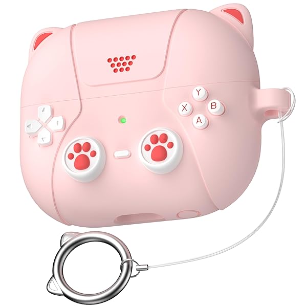 楽天彩り堂新型 Samsung Galaxy Buds 3/3 pro シリコンケース Samsung Galaxy Buds 3 ヘッドホン対応 ゲーム機風デザイン 猫耳 ライトピンク