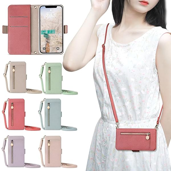 For iphone 17PRO 対応するモデル ショルダーストラップ付き 多機能手帳型ケース カード&小銭収納 大容量 全面保護 サイドマグネット 薄型軽量 ...