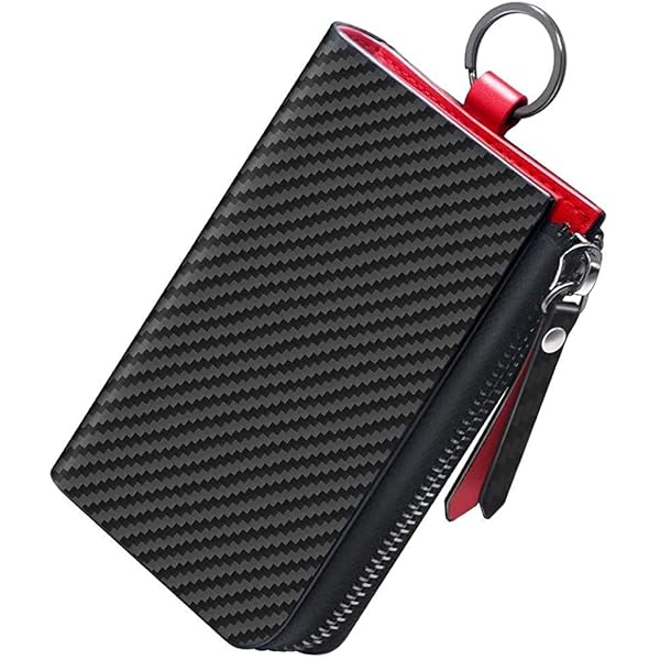 キーケース スマートキー 車キーケース メンズ キーホルダー 本革 レザー カーボンレザー ハイブリッドレザー 6連 ファスナー カード入れ付き 札入れ付き 多機能 大容量 コンパクト プレゼント