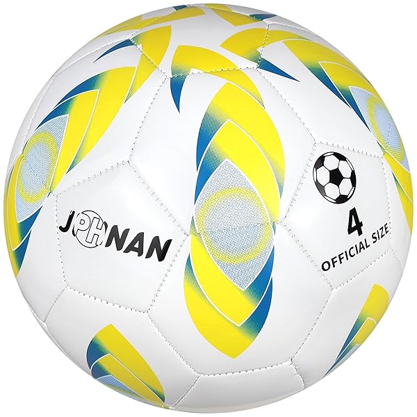 サッカー 小学生 屋内および屋外用 TPU レザー製 サッカーボール 4号 練習用ボール サイズ4 高弾性 耐久性 白 黄 青 デザインスタイリッシュ