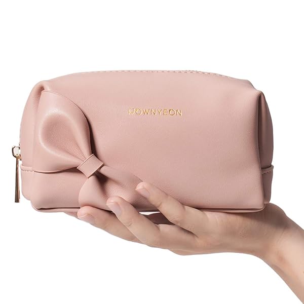 メイクポーチ 持ち運び かわいい コンパクト 仕切りたくさん 化粧ポーチ 韓国風 リボン ペンケース 防撥水 PU 小物入れ ミニ 小さめ ピンク ブラシいれ ペン入れ 誕生日贈り物 ギフト