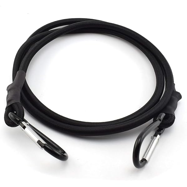 150 cm x 8mm ストレッチコードとカラビナフック バンジーコード ゴムひも 荷物固定 弾性ロープ キャンプ テント ターポリン アウトドア用品 (2本 セット)