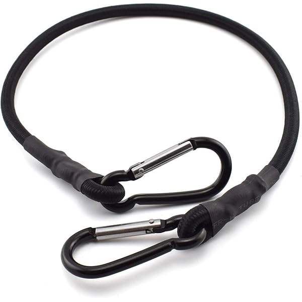 45 cm x 8mm ストレッチコードとカラビナフック バンジーコード ゴムひも 荷物固定 弾性ロープ キャンプ テント ターポリン アウトドア用品 (2本 セット)