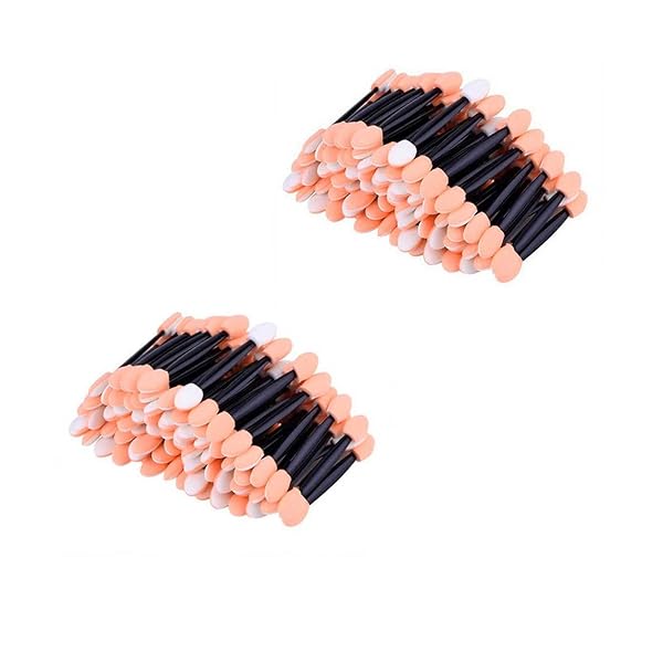 アイシャドウ ブラシ スポンジチップ 使い捨て ダブル アイシャドウブラシ 100本入り 化粧ツール 携帯便利