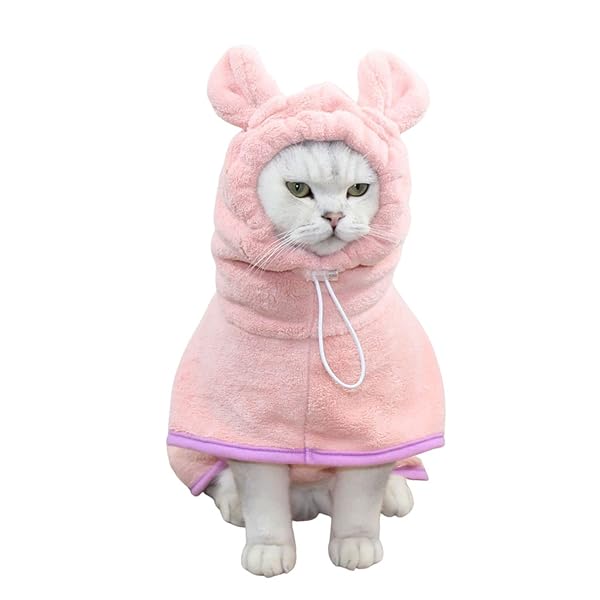 犬用バスタオル ペット用バスローブ 可愛い耳付き 猫用タオル 犬 猫 体拭き タオル 調整可能 お風呂上..