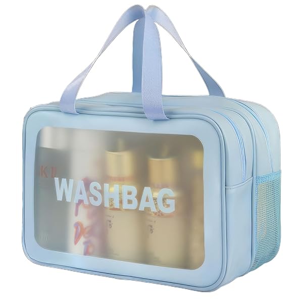 化粧洗面バッグ 2段収納バッグ PVC 収納袋 メイクポーチ メイクバッグ コスメ収納 スキンケア用品収納 ..