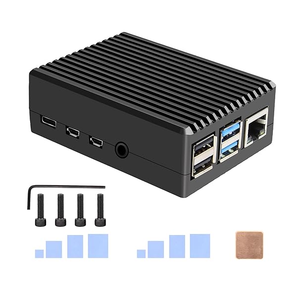 Raspberry Pi 4 ケース 受動冷却金属ケース＆アルミ合金ケース、ラズベイリーパイ4のみ適用（P173黒色）